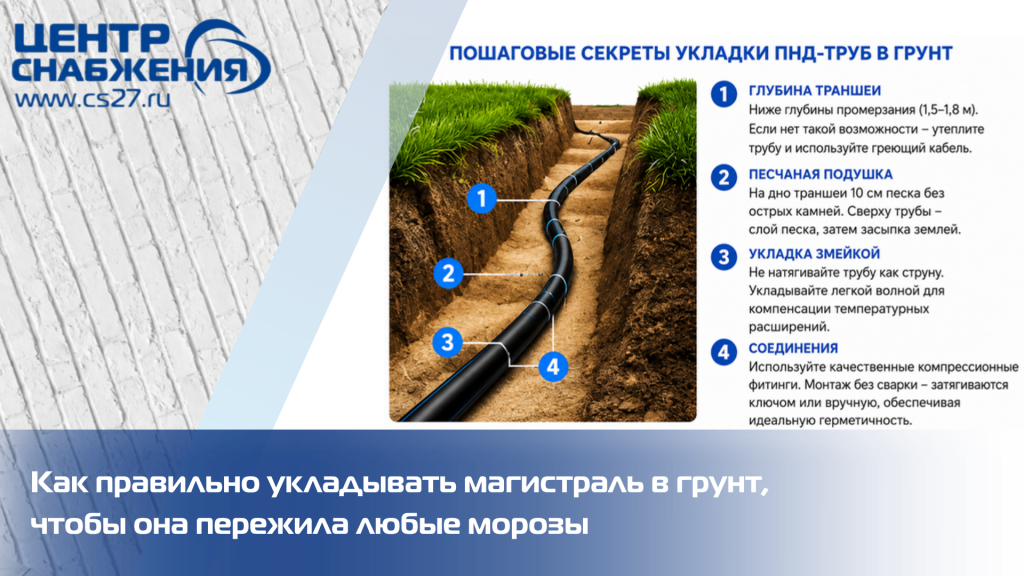 Пошаговые секреты укладки ПНД-труб в грунт Пошаговые секреты укладки ПНД-труб в грунт